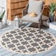 SAFAVIEH Courtyard Dorthey Indoor/ Outdoor Patio Backyard Rug - 5'3" x 5'3" Round - Anthracite/Beige