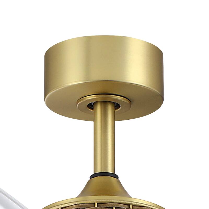 56" Tropical White Palm Leaf 5-Blade Indoor Outdoor Ceiling Fan with Remote, No Light