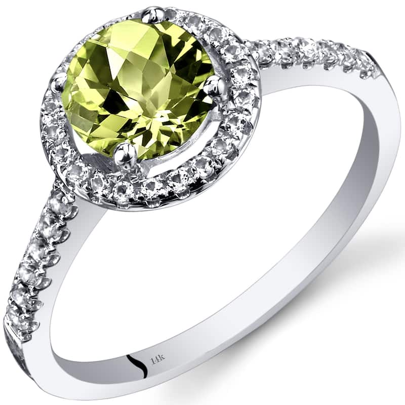 14k White Gold 1.34ct Peridot and White Topaz Ring