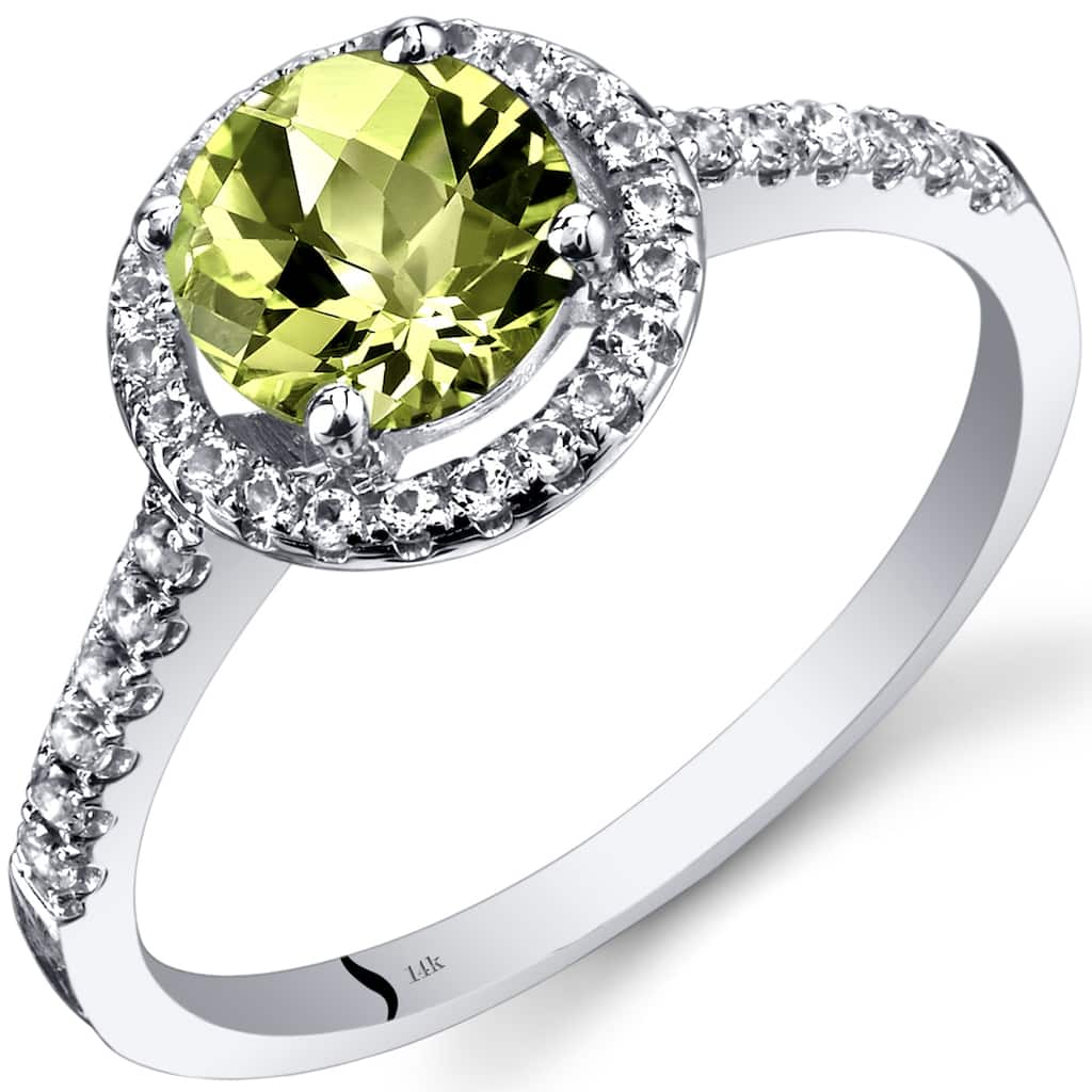 14k White Gold 1.34ct Peridot and White Topaz Ring