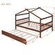 preview thumbnail 29 of 49, Kid Bed Frame Full Size Wooden House Platform Bed with Twin Size Trundle