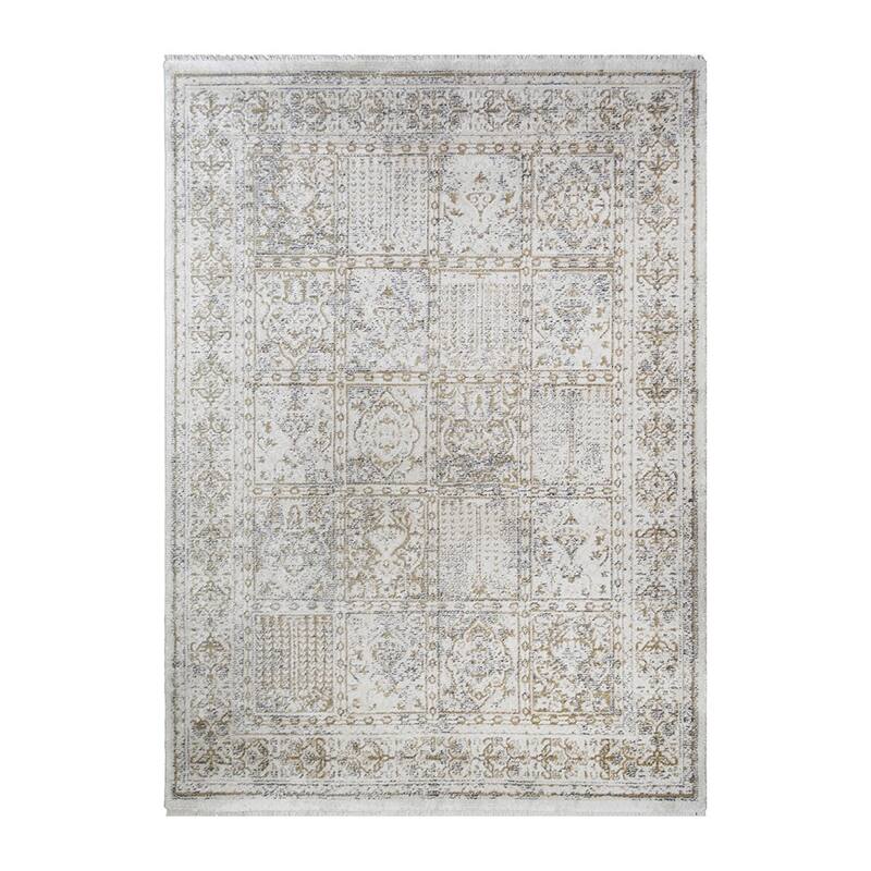Cepaf Distressed Traditional Stain Resistant with Fringe Soft Durable Area Rug By HomeRoots - 8' x 10' - Ivory - Rectangle