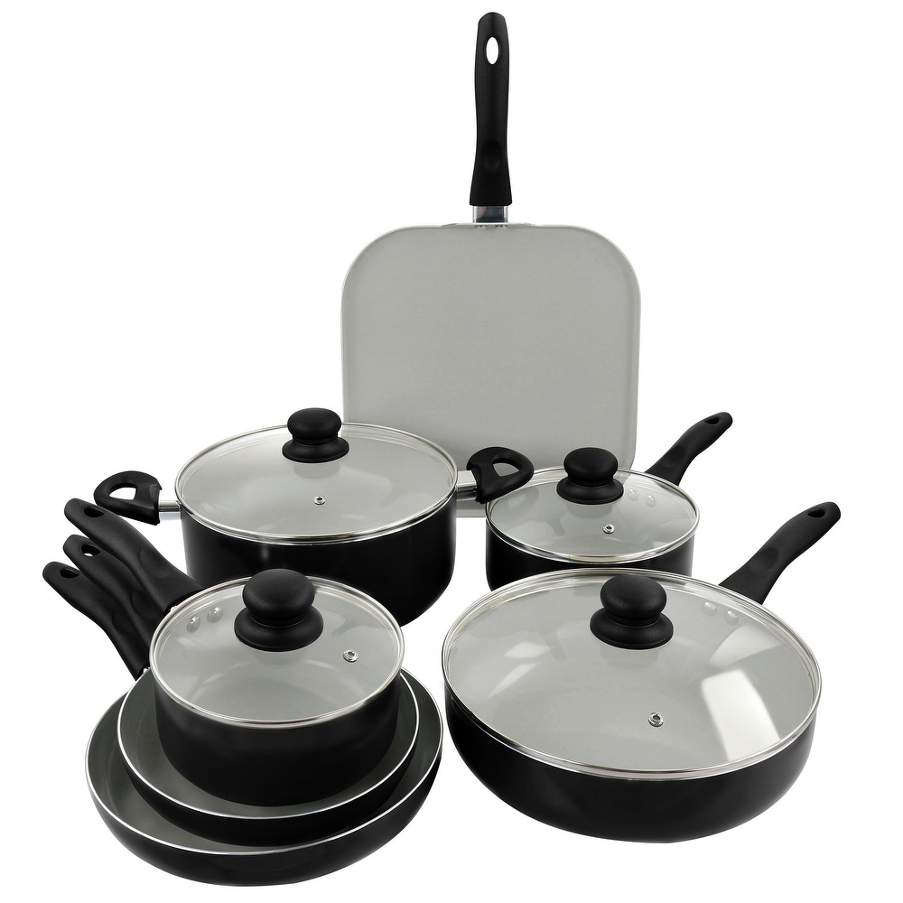 Gibson 7 Piece Carbon Steel Nonstick Pots and Pans Cookware Set with Lids,  Black, 1 Piece - Kroger