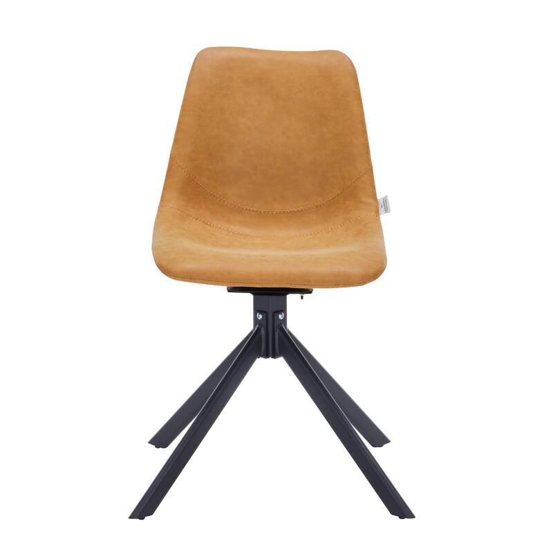 Markley Leather Dining Chair 360 Degree Swivel with Iron legs Modern Accent Side Chair Set of 2