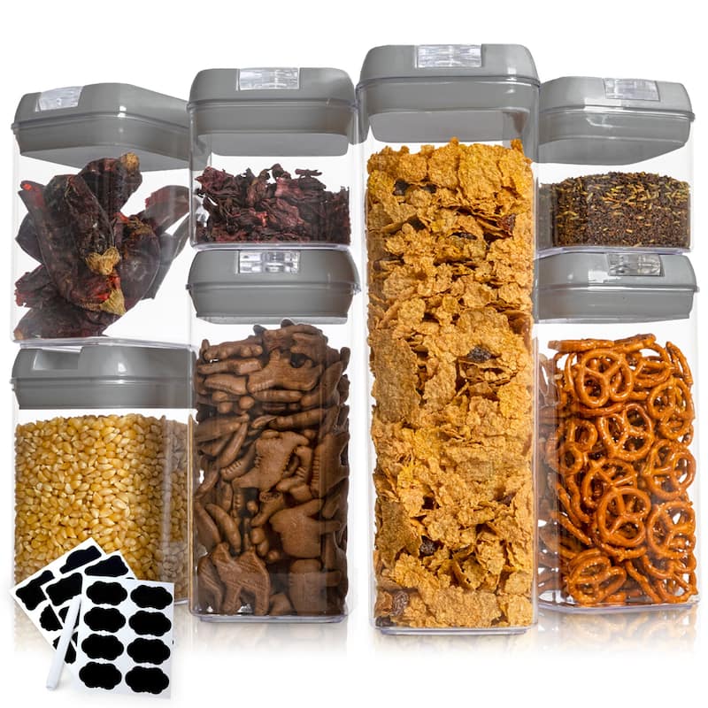Cheer Collection 7-piece Stackable Airtight Food Storage Container Set - Grey