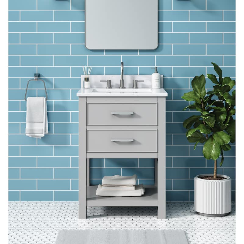 Avanity Brooks 25 in. Vanity in Chilled Gray finish and Cala White Engineered Top