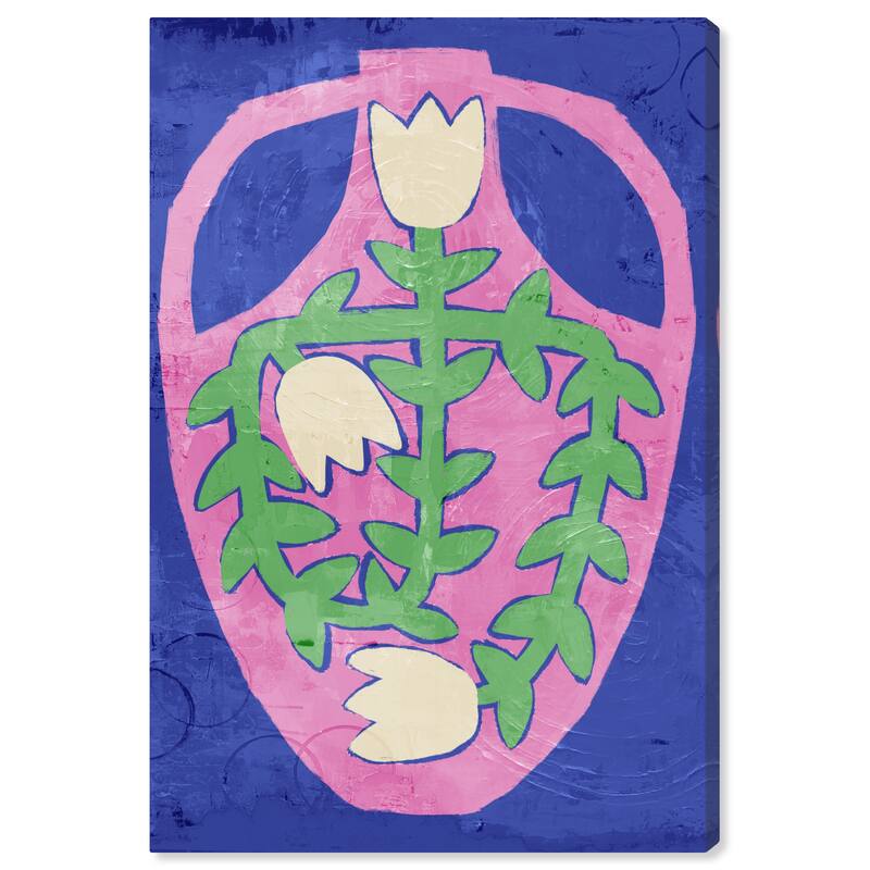 Wynwood Studio Canvas Floral and Botanical Floral Vase Blue Purple and Modern & Contemporary Wall Art Canvas Print