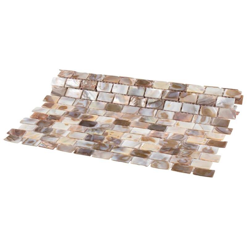 Merola Tile Conchella Subway Natural 12-1/4" x 12-1/2" Natural Shell Wall Tile