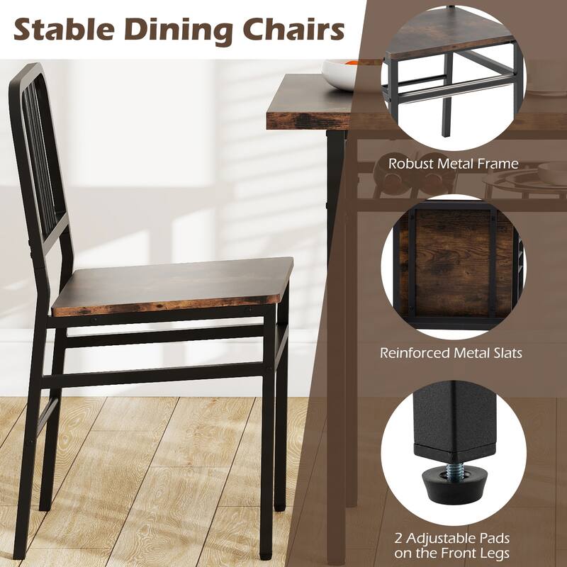 Gymax 3-Piece Rectangular Dining Table&Chairs Set Wooden Breakfast