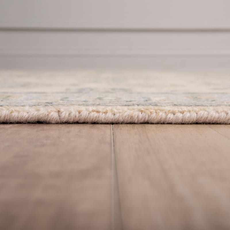 Alora Decor Lush Modern Medallion Beige Hand Knotted Wool Area Rug