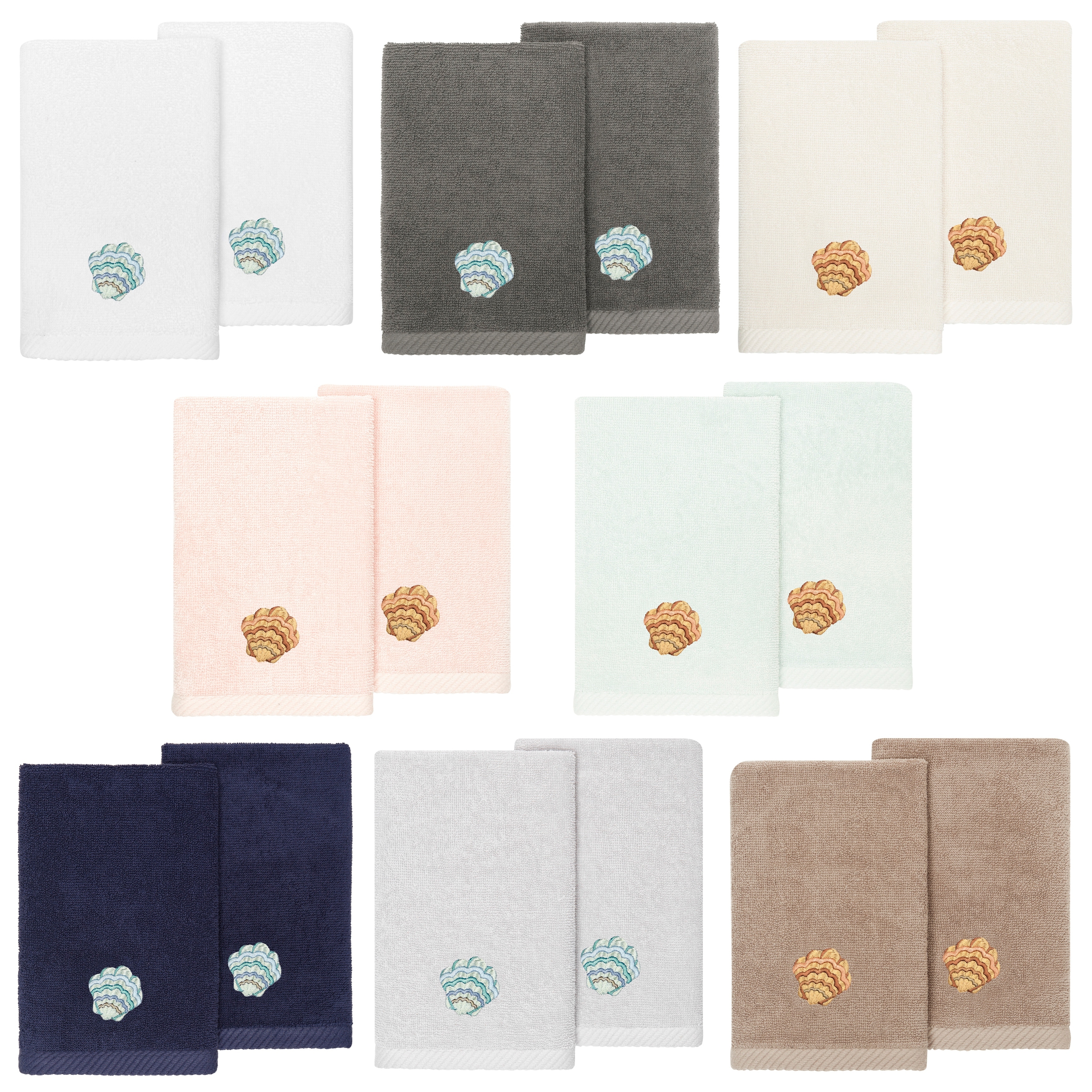 Authentic Hotel and Spa Turkish Cotton Aaron 2PC Embellished Fingertip Towel Set