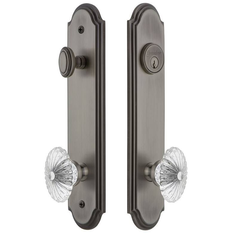 Grandeur Arc Solid Brass Tall Plate Single Cylinder Keyed Entry Set