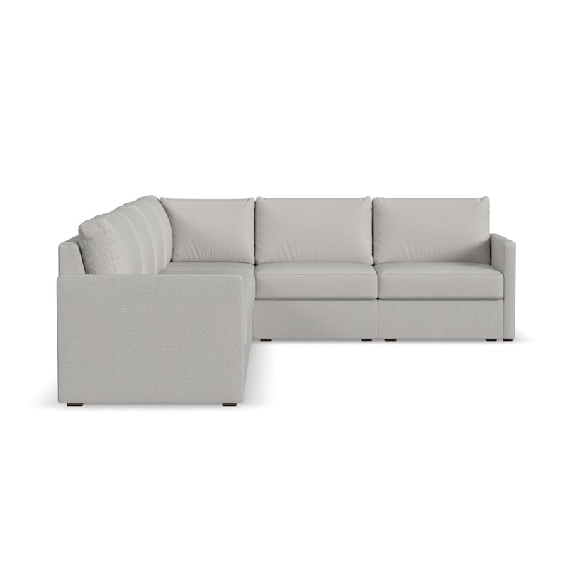Flex Taupe Fabric 6-Seat Sectional with Narrow Arm - 132" x 35" x 102"
