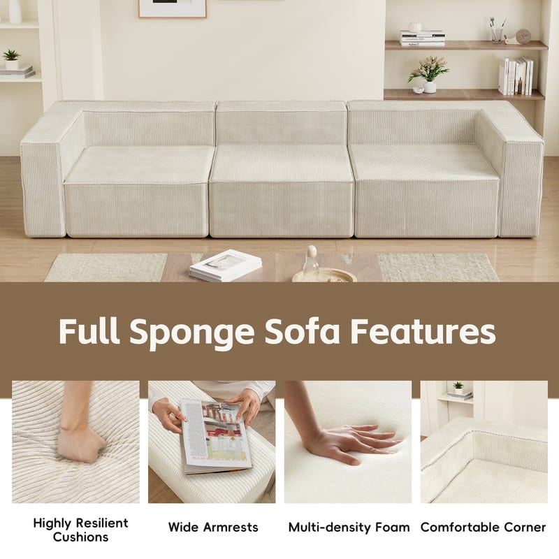 Module Corduroy Three Seater Compression Sofas
