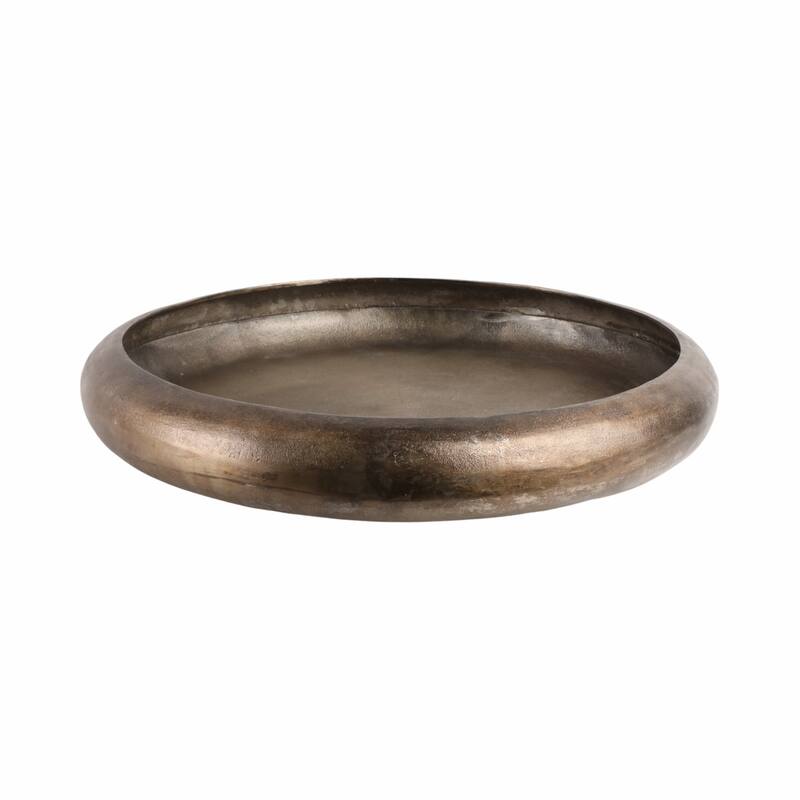 Decorative Round Shallow Bowl for Home Decor - 25", Bronze and Copper