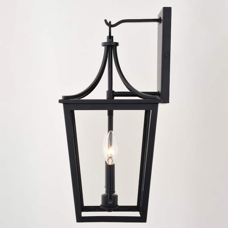 VAXCEL Cottage Grove 1-Light Matte Black Outdoor Wall Sconce made of Durable Metal, Clear Glass Shade, LED Compatible