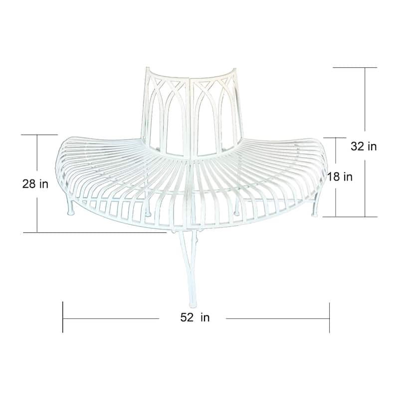 Tree Wrap Outdoor Garden Semi Circle Bench - 52" - White