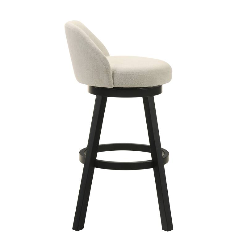 Erika Upholstered Swivel Bar Stool, Counter Height Barstool with Fabric Seat