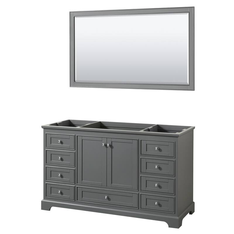 Wyndham Collection Deborah 59-1/4" Free Standing Single Wood Vanity - Dark Gray / Polished Chrome Hardware