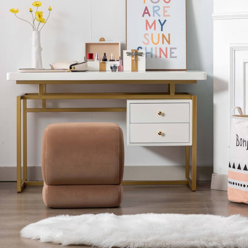 S-shape Ottoman Makeup Stool Footstool （Teddy/Velvet）
