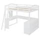 preview thumbnail 12 of 16, Full Size Loft Bed with U-Shaped Desk & Drawers, White Wooden Bedframe with Tri-fold Mirror & Storage Shelves for Student Dorms