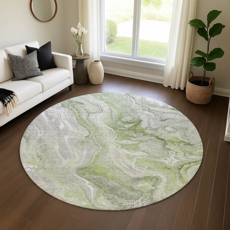 Premium Washable Super Soft Modern Glam Mayfield Rug - Aloe - 8' x 8'