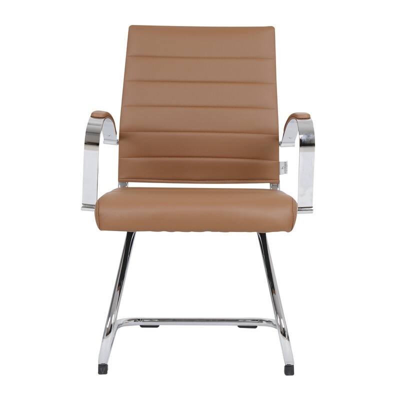 Benmar Series Mid Back Modern Leather Office Executive Desk Chair, Ergonomic Seating with Stainless Steel Sled Base