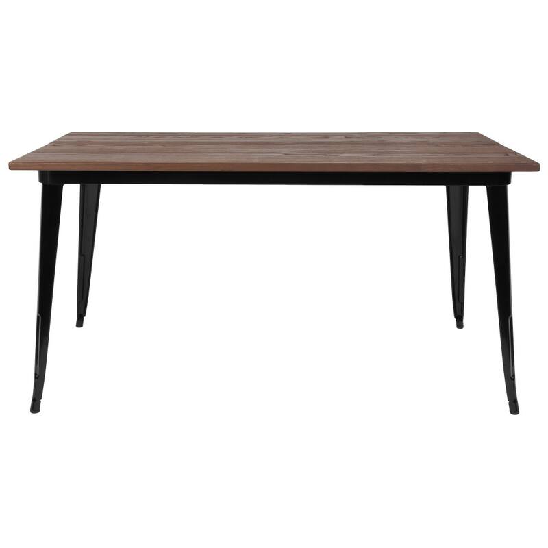 30.25" x 60" Rectangular Metal Indoor Table with Rustic Wood Top - 30.25"W x 60"D x 30.5"H