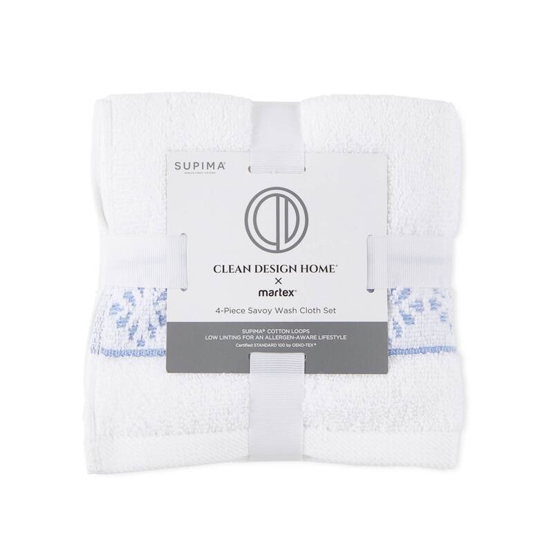 Clean Design Home x Martex 4-Pack Wash Towel Set