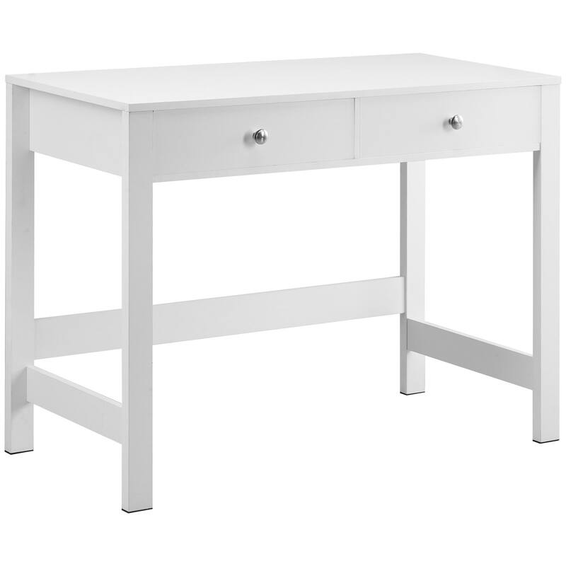 Compact White MDF Study Desk for Kids with 2 Drawers for Bedroom or School Use - 39.37” x 18.90” x 29.57”