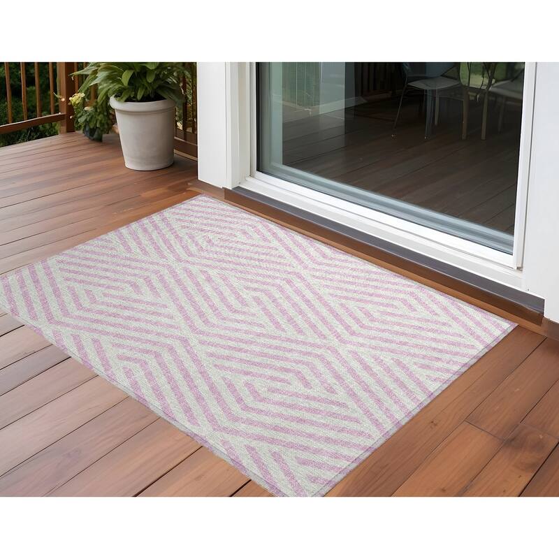 Alnafi Abstract Shapes Weather Resistant Classic Meets Modern Outdoor Rug - 2' x 3' - Multi