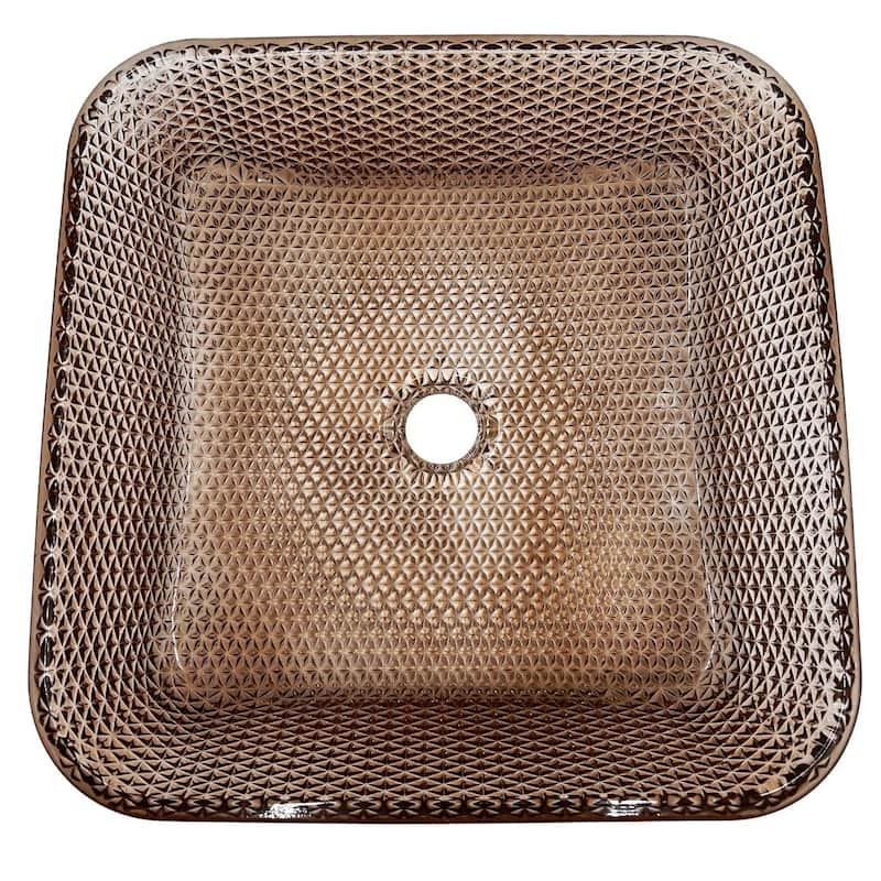 Decorative 16" Square Crystal Vessel Sinks With White Base