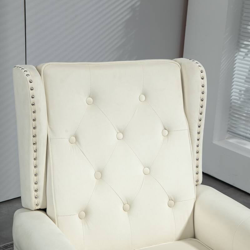 High Back Wood Frame Armchair, Modern Accent Chair Lounge Chair with Wood Legs, Upholstered PU Leather Lounge Chairs