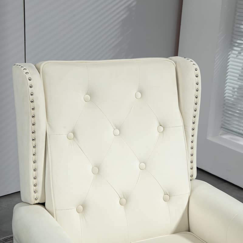Tufted High Back Chair Living Room Wood Frame Armchair