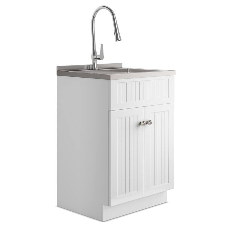 WYNDENHALL Warwick Transitional Laundry Cabinet with Faucet and Stainless Steel Sink