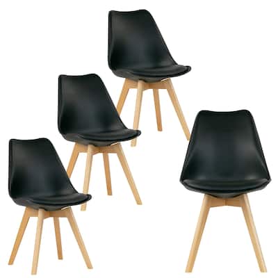 Set of 4 Balint Black Cushioned Plastic Dining Chairs