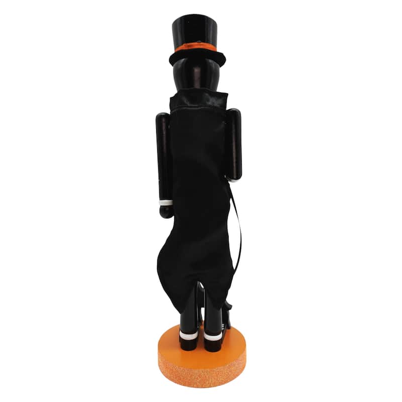 HomeRoots 14" Black And White Solid Wood Halloween Ghost Nutcracker - 5.00 in. x 14.00 in. x 5.00 in.