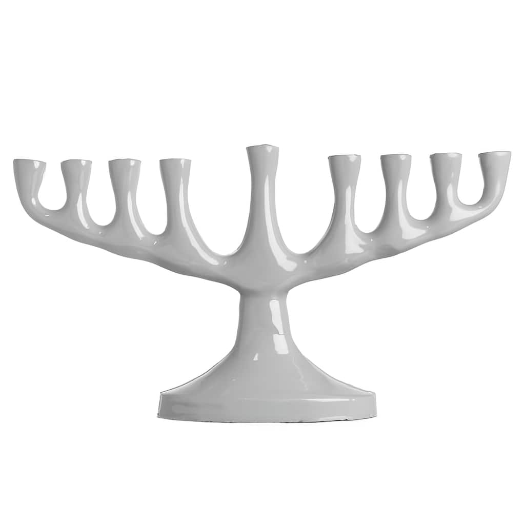 Contemporary Stainless-Steel Menorah for Hanukkah Celebrations Sleek Polished Silver Finish