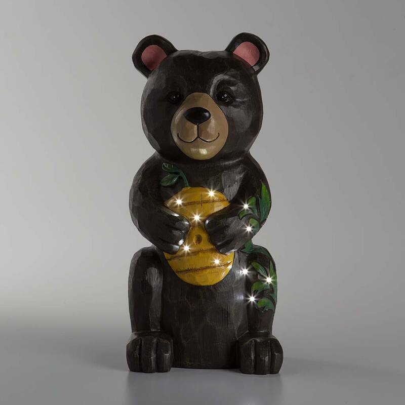18 in. Bear Indoor/Outdoor Illuminated Garden Statue