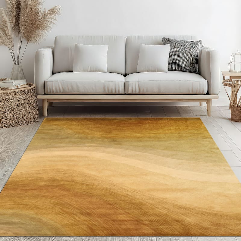 Gold Contemporary Abstract Desertland Area Rug - Elegant and Timeless Design