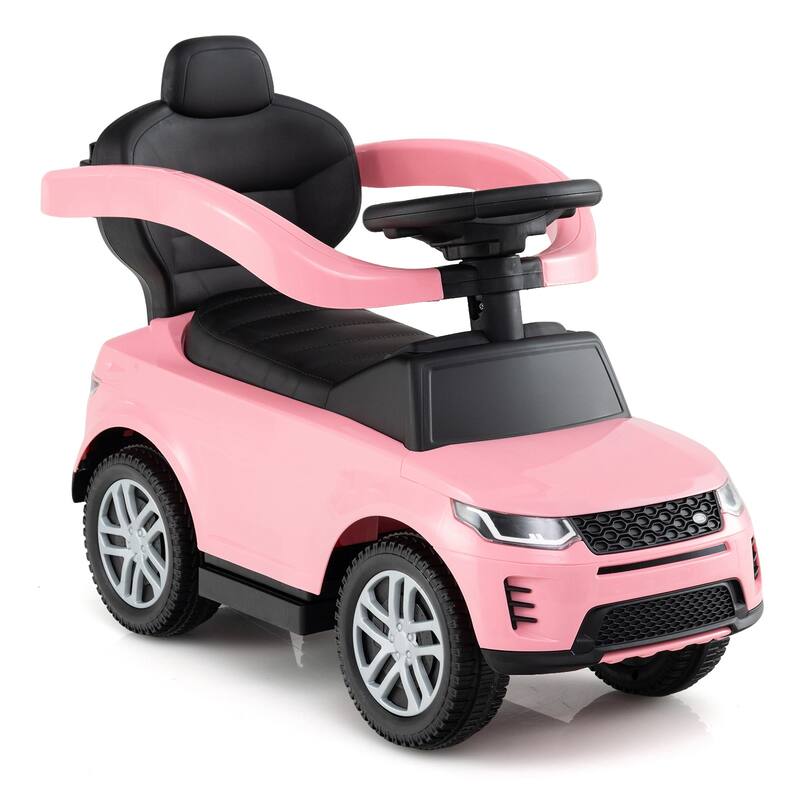 3-in-1 Ride-On Toddler Car with Detachable Guardrail, Retractable Footrest and Safe Design - 33.5" × 16" × 37.5"