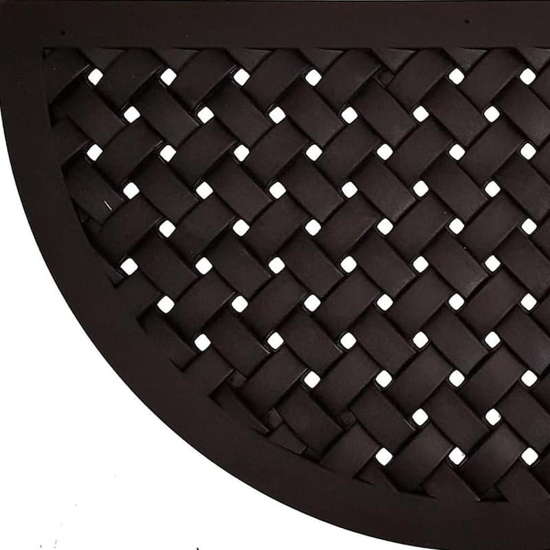 HomeRoots 20" X 36" Black Lattice Semi Circle Outdoor Rubber Door Mat - 20' X '36