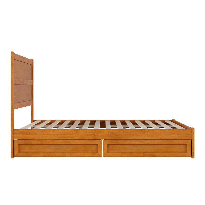 Aveline Wood Platform Bed with Matching Footboard & Storage Drawers