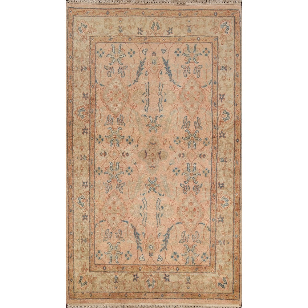 Traditional Floral Agra Oriental Area Rug Hand-knotted Wool Carpet - 3'11" x 6'2"