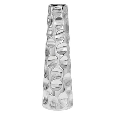 Ceramic Geometric Bubble Decorative Vase with Concaved Circles - Gold or Silver - Roche River Decor