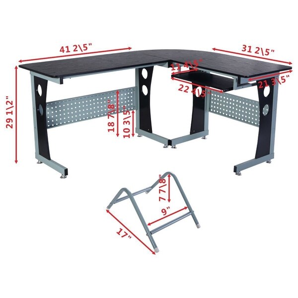COSTWAY Wood L-Shape Corner Computer Desk PC Table Workstation Home