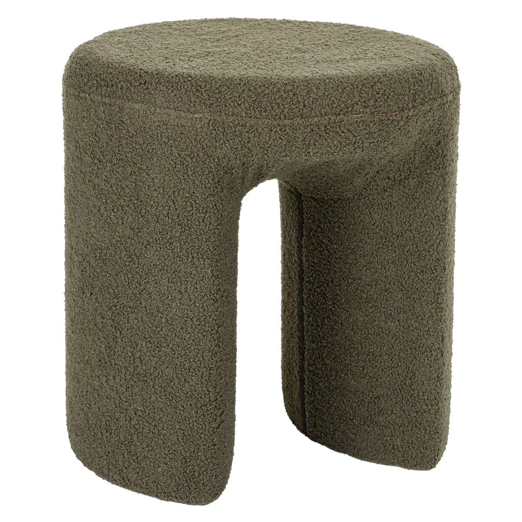 Upholstered Boucle Horseshoe Ottoman Stool Foot Rest Seat Living Room