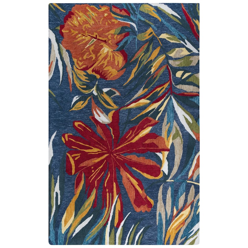 Alora Decor Mirage Blue, Red, Green, Apricot, and Ivory Hand-tufted Rug