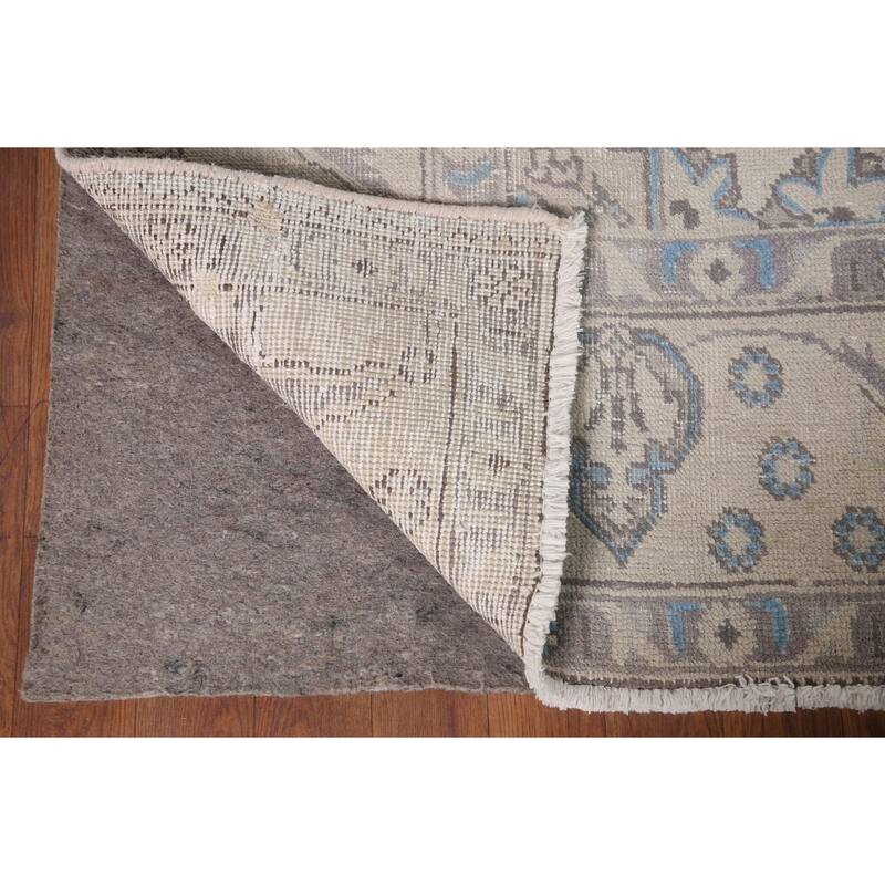 Vintage Distressed Muted Tabriz Persian Rug Handmade Wool Carpet - 6'6" x 9'7"
