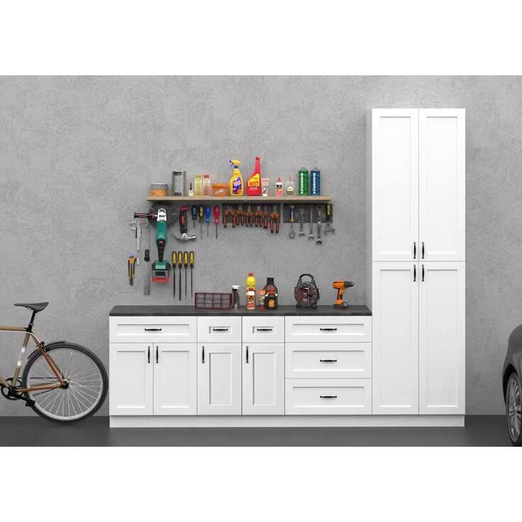12 inch Narrow White Shaker Base Cabinet,Soft-Close Drawer and Door, Solid Wood RTA with Adjustable Shelf for Kitchen, Bath